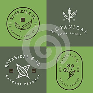 Set of badges, banner, labels and logos for botanical natural product, shop. Leaf logo, flower logo. photo