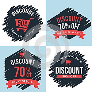 Set of badges, banner, labels for Special offer discount sale price. Design elements.