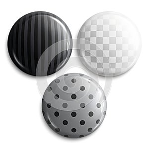 Set of badges or buttons with different patterns. Vector.