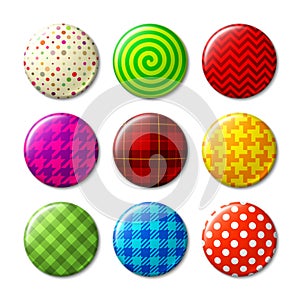 Set of badges with different patterns