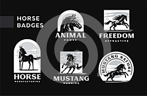 A set of badges frisky horses
