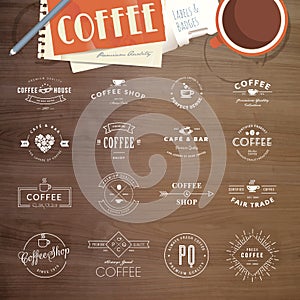 Set of badges and labels for coffee