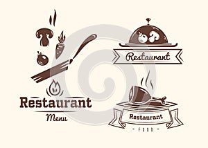 Set of badges and labels elements for restaurant