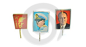 Set of badges that show portrait of Yugoslavian president Tito