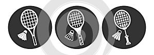 Set of badminton shuttlecock and racket icons.