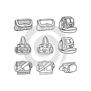 set of Bag for Woman elegant icon collection, vector design and illustration template, logo for your company