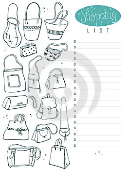 Set of bags, shopping icon doodles. Hand drawn sketched. Vector Illustration.