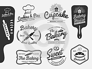 Set of bakery and bread logo labels design photo