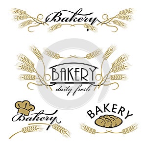 Set of bakery product logos