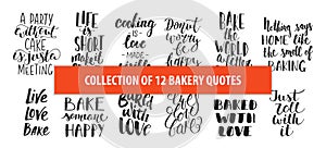 Set of bakery vector hand drawn unique typography design elements for posters, greeting cards, decoration, prints.