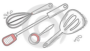 Set of Baking & Cooking Utensils, Kitchen Essentials, vector design Generative AI