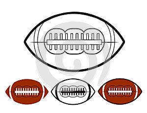 Set of ball american football oval iconon white, stock vector il