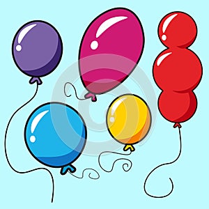 A set of balloons of different colors