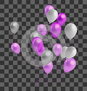 Set of balloons isolated on transparent background. Vector illustration