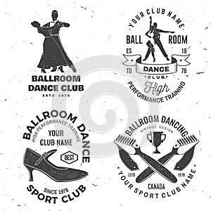 Set of Ballroom dance sport club logos, badges design. Concept for shirt or logo, print, stamp or tee. Dance sport