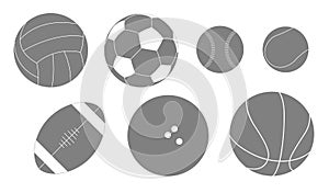 Set of balls for different sports