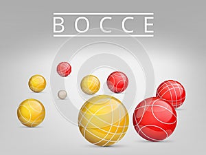 A set of balls to play bocce and petanque. Vector illustration.