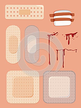 Set of bandaids and cuts photo