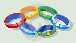 A set of bangles made from reused plastic bottle caps.. Vector illustration. photo