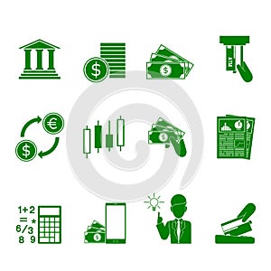 Set of banking icon on transparent background