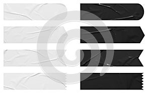 Set of banner Black and White stickers mock up. Blank tags labels of different shapes,