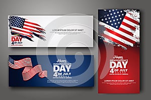 Set banner design template. Fourth of July Independence Day, Vector illustration