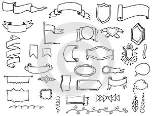 Set of banner doodles isolated on white background