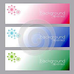 Set banners abstract headers three frame pink blue green