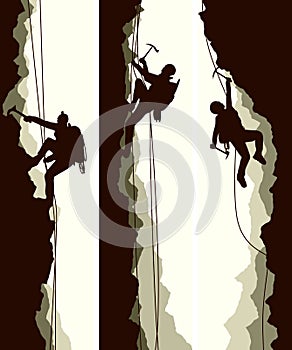 Set banners of alpinists.