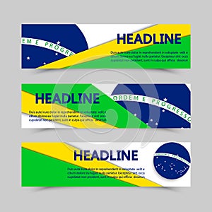 Set of banners in Brazil flag concept