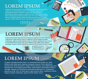 Set of banners on business, planning and training with place for your text. Vector