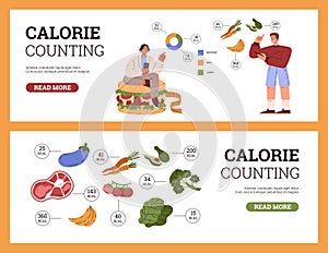 Set of banners with calorie counting. Ready layout for text.