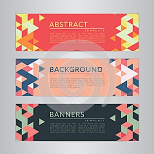 Set banners collection with abstract soft color polygonal mosaic backgrounds.