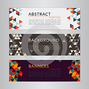 Set banners collection with abstract soft color polygonal mosaic backgrounds.