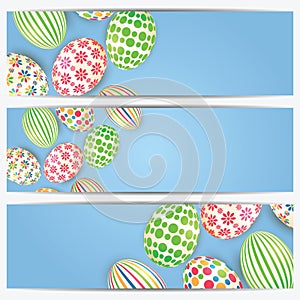 Set of banners with colorful Easter eggs