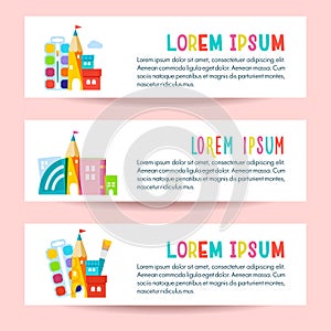 Set of banners with the emblem of education.