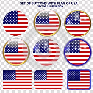 Set of banners with flag of USA.
