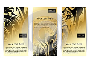 Set of banners with gold marbled background