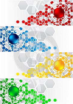 Set of banners with hexagon