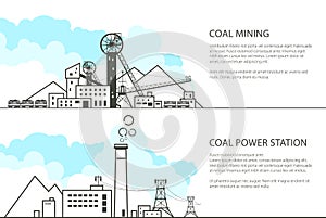 Set of Banners with Mining and Power Station