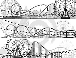 Set of banners of roller-coaster and Ferris Wheel. photo