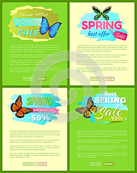 Set of Banners Sale Spring Discounts Offer Labels