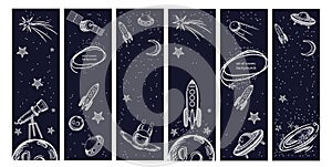 A set of banners on space themes. Educational concept.