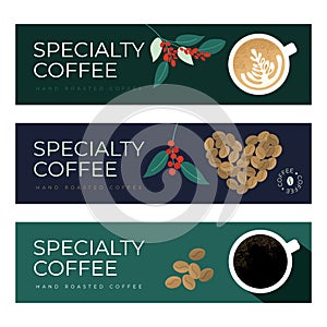 Set of banners with specialty coffee