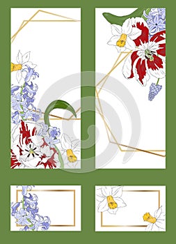 Set of Banners with spring flowers