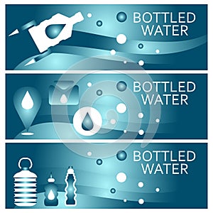Set of banners for theme bottled water design. Vector illus