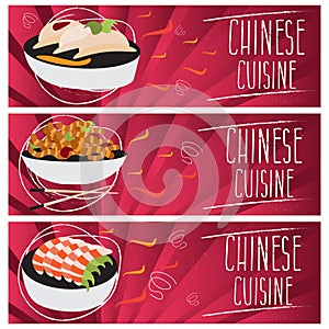 Set of banners for theme chinese cuisine different tastes