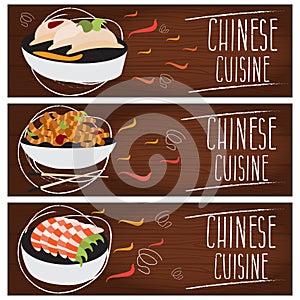 Set of banners for theme chinese cuisine different tastes f