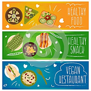 Set of banners for theme healthy ,vegetarians food .Vector i