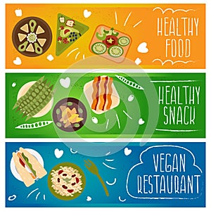 Set of banners for theme healthy ,vegetarians food .Vector i photo